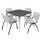 Regency Kahlo Square Table & Chair Sets, 36 W, 36 L, 29 H, Wood, Metal, Plastic Top, Grey TPL3636GYCM47GY - alternate 1